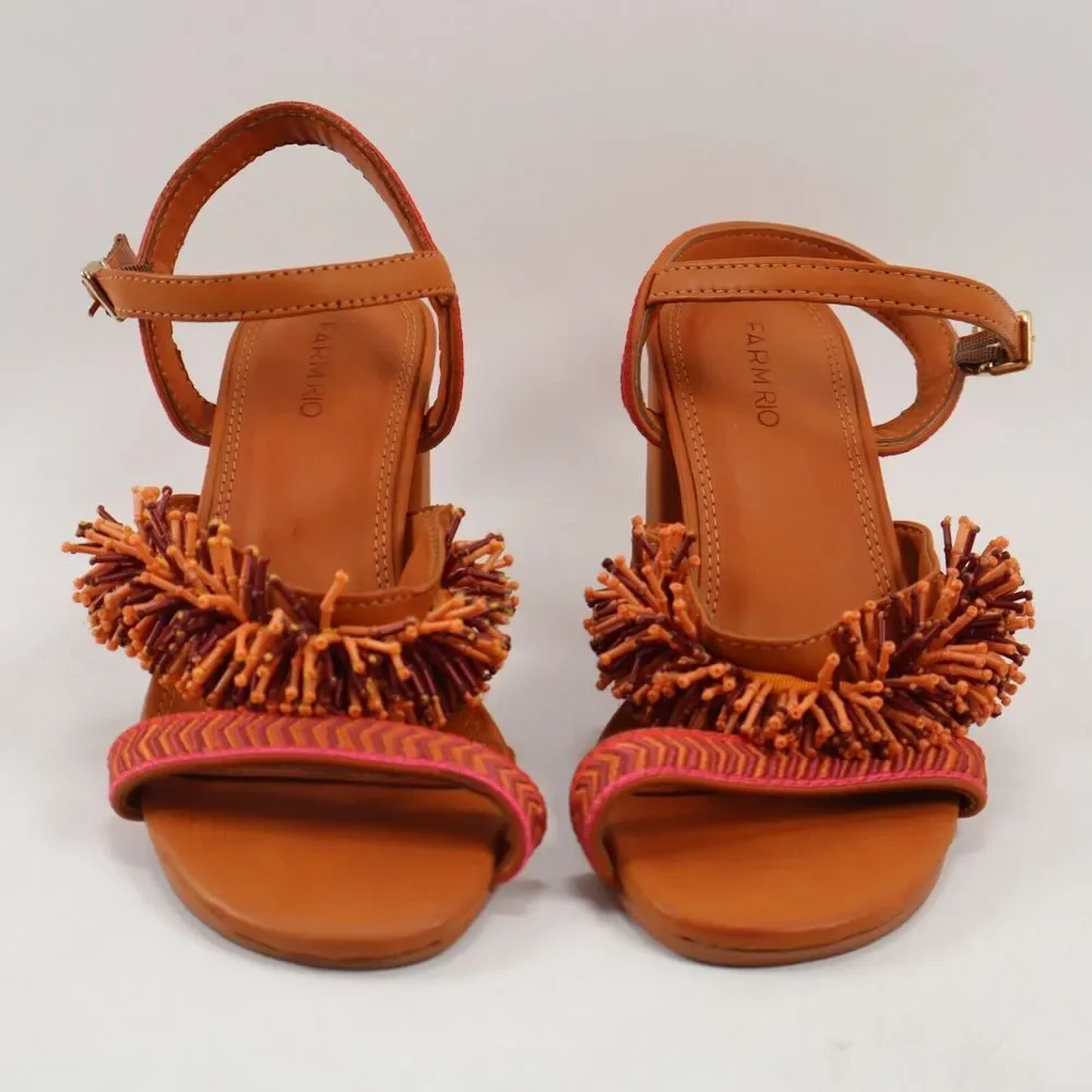 🔥NEW FARM RIO Brown Beaded Heel Sandals 7US/38EU MSRP$185 SHIPS TODAY🔥 - Picture 3 of 11